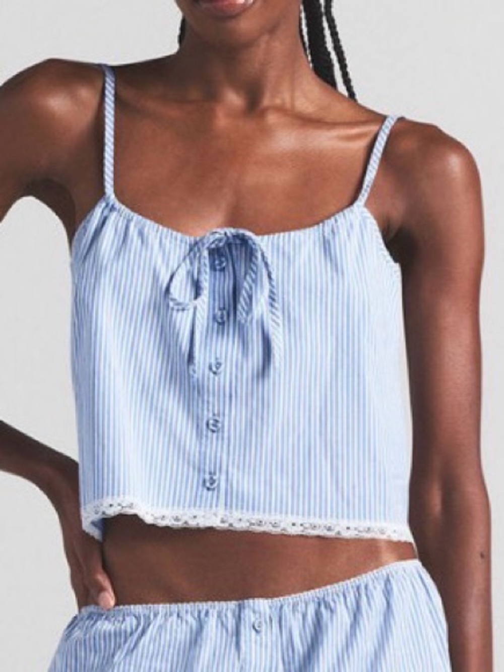 🤍💙 SKIMS Cotton Poplin Sleep Cami | Cadet Stripe | Small | NWT 🤍💙